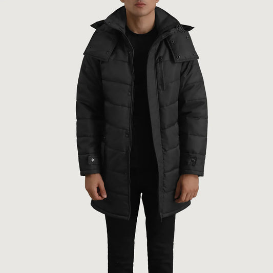 Men's Black Hooded Parka Jacket – Moore Style