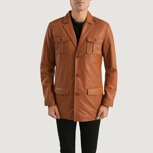 Men's Tan Brown Sheepskin Leather Blazer – Ray Cutler Style