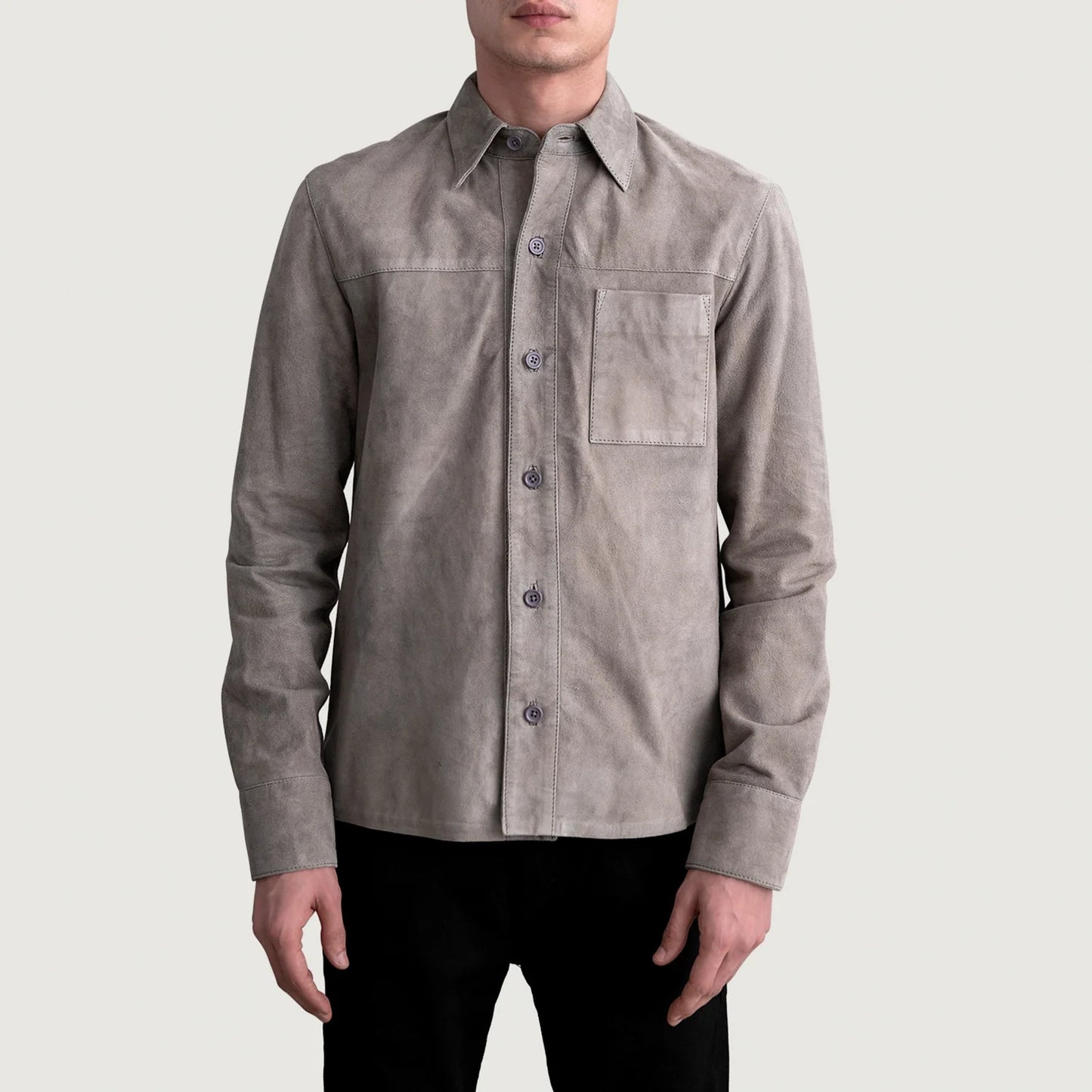 Scout Grey Suede Leather Shirt SH96