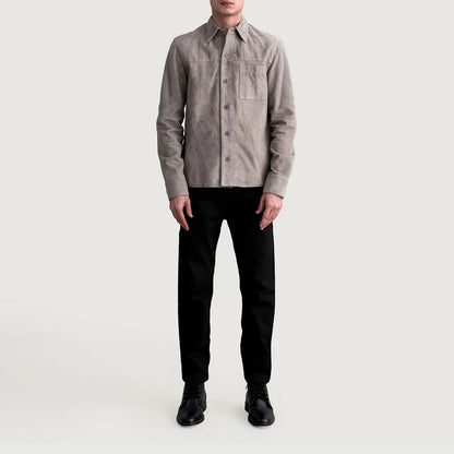 Scout Grey Suede Leather Shirt SH96