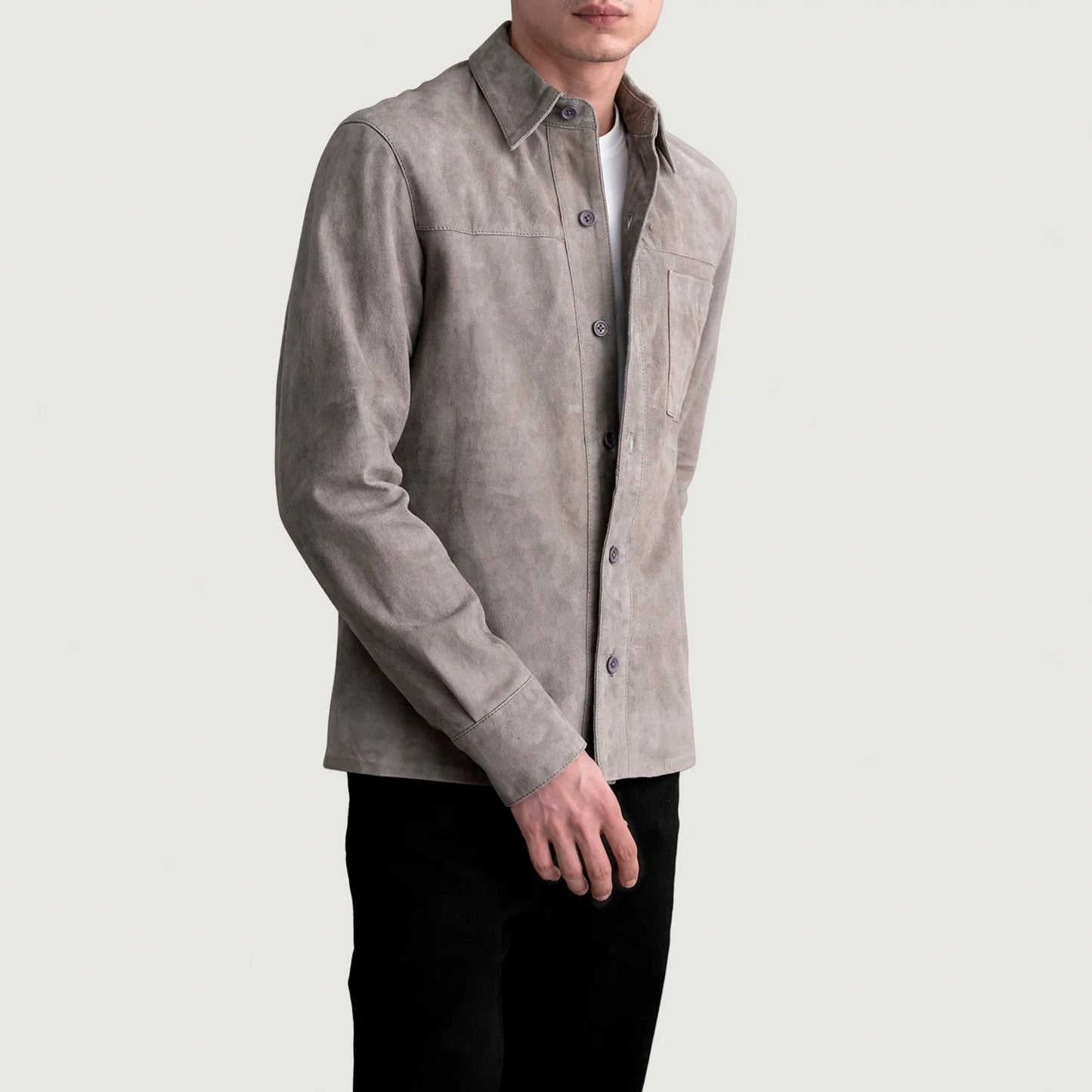 Scout Grey Suede Leather Shirt SH96