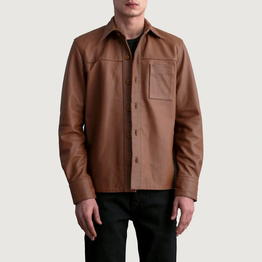 Men's Matte Brown Leather Shirt Jacket – Scout Overshirt