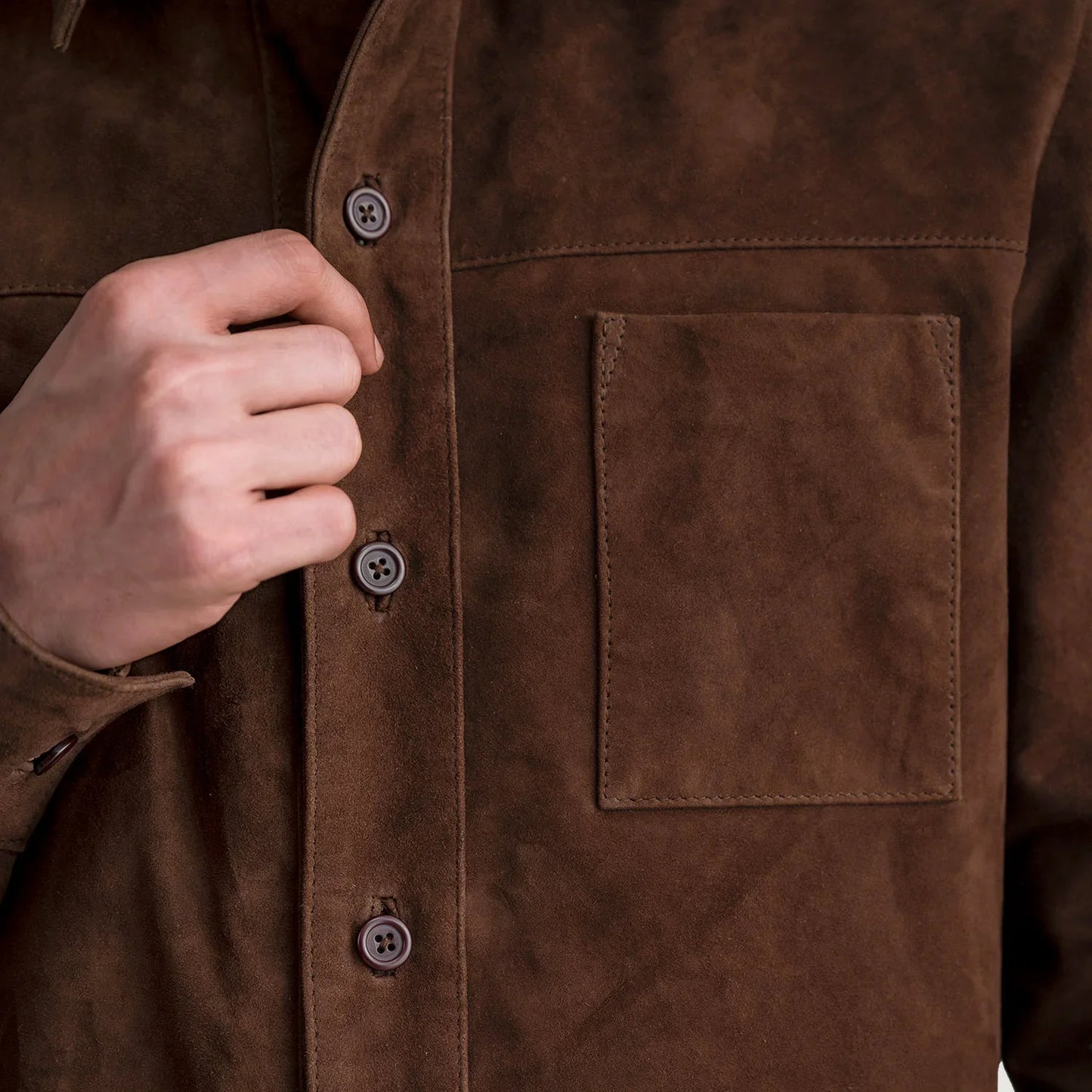 Scout Mocha Suede Leather Shirt SH94