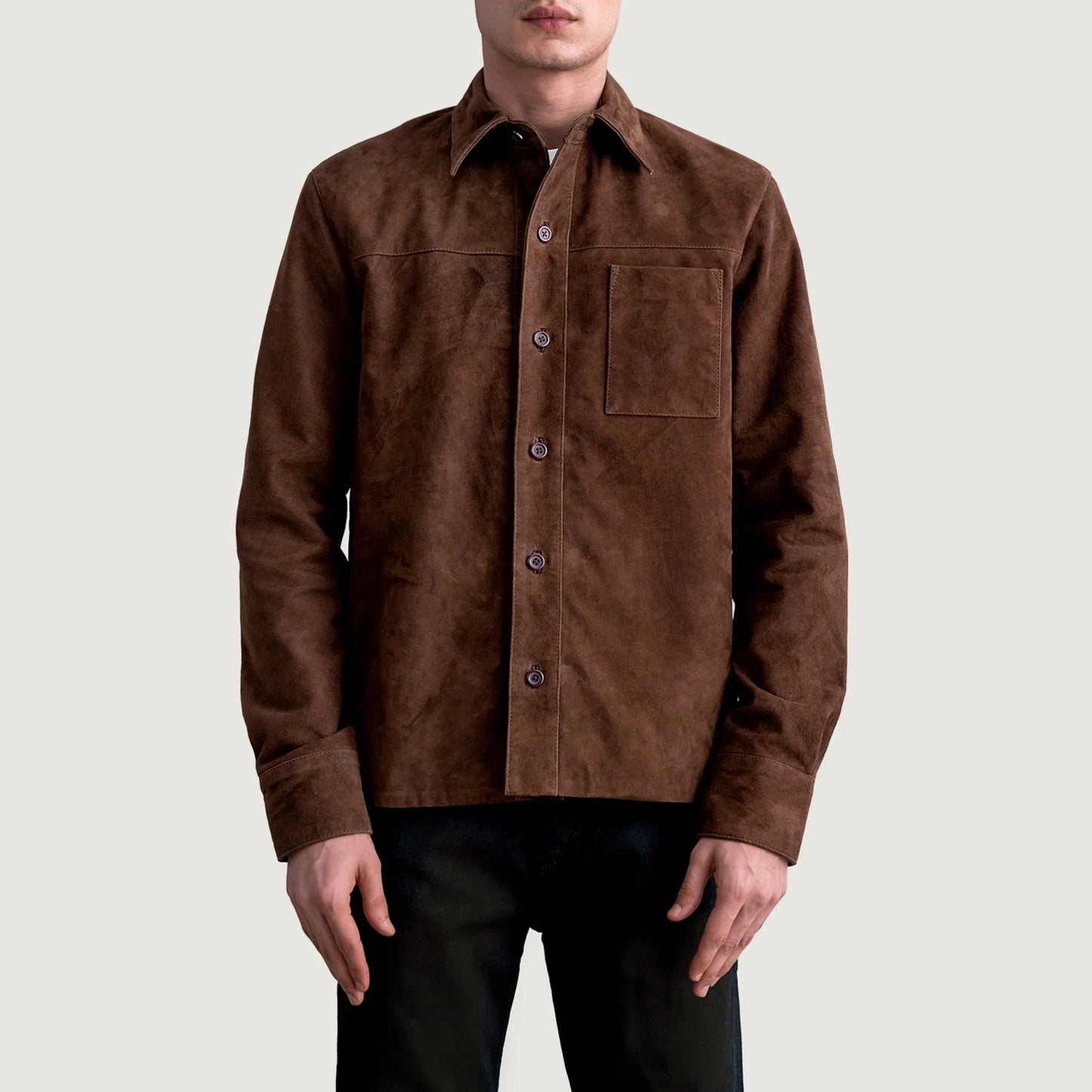 Scout Mocha Suede Leather Shirt SH94