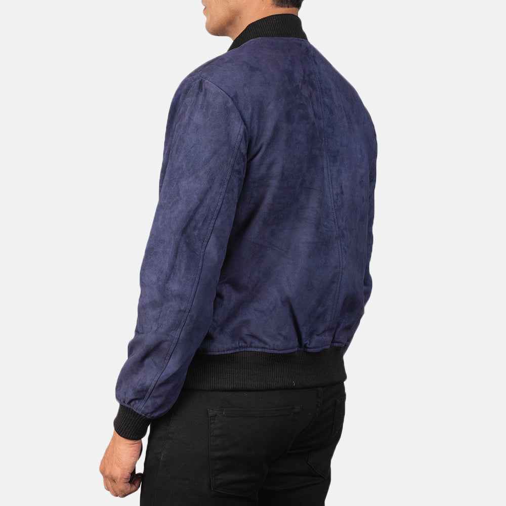 Shane Blue Suede Bomber Jacket SH87