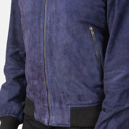 Shane Blue Suede Bomber Jacket SH87