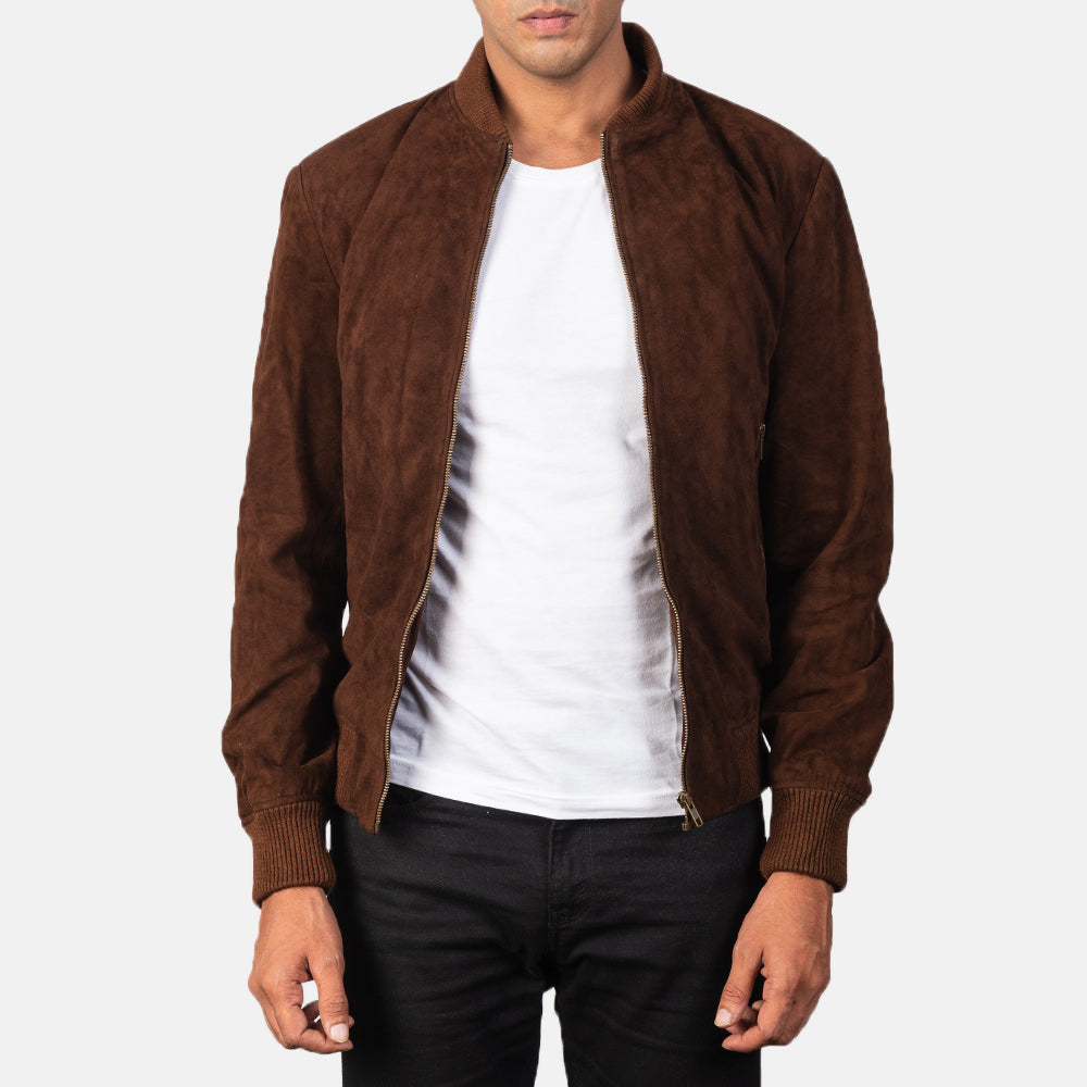 Shane Mocha Suede Bomber Jacket SH83