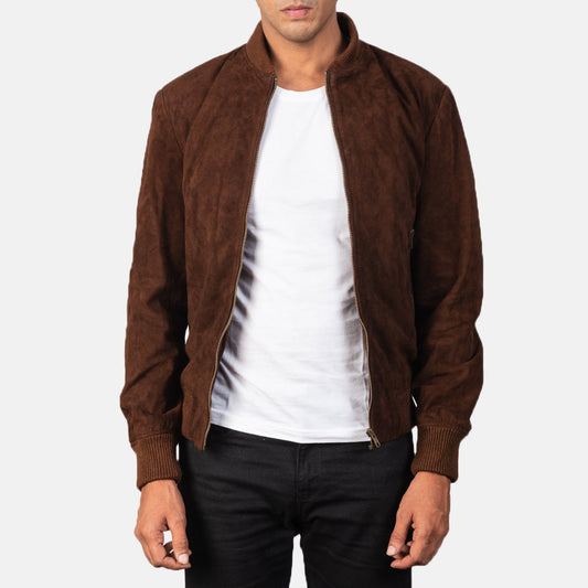 Shane Mocha Suede Bomber Jacket SH83