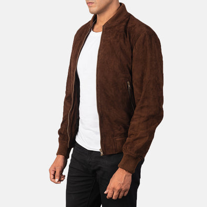 Shane Mocha Suede Bomber Jacket SH83