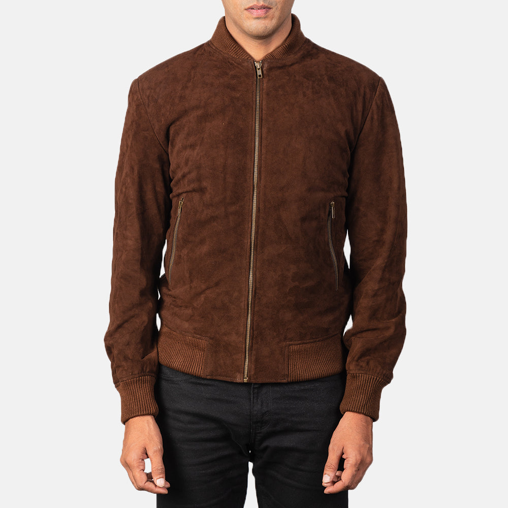 Shane Mocha Suede Bomber Jacket SH83