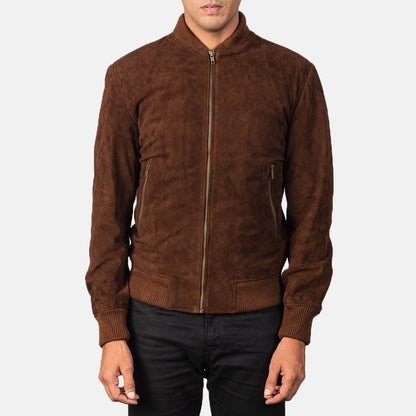 Shane Mocha Suede Bomber Jacket SH83