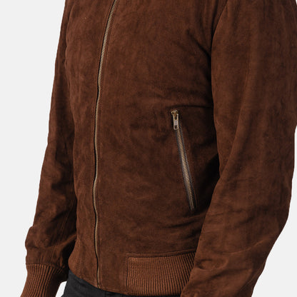 Shane Mocha Suede Bomber Jacket SH83