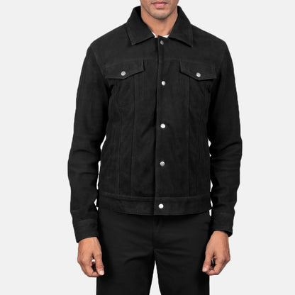 Stallon Black Suede Trucker Jacket SH77