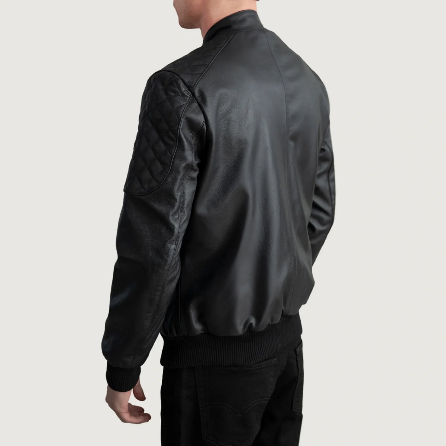 Sven Black Leather Bomber Jacket SH74