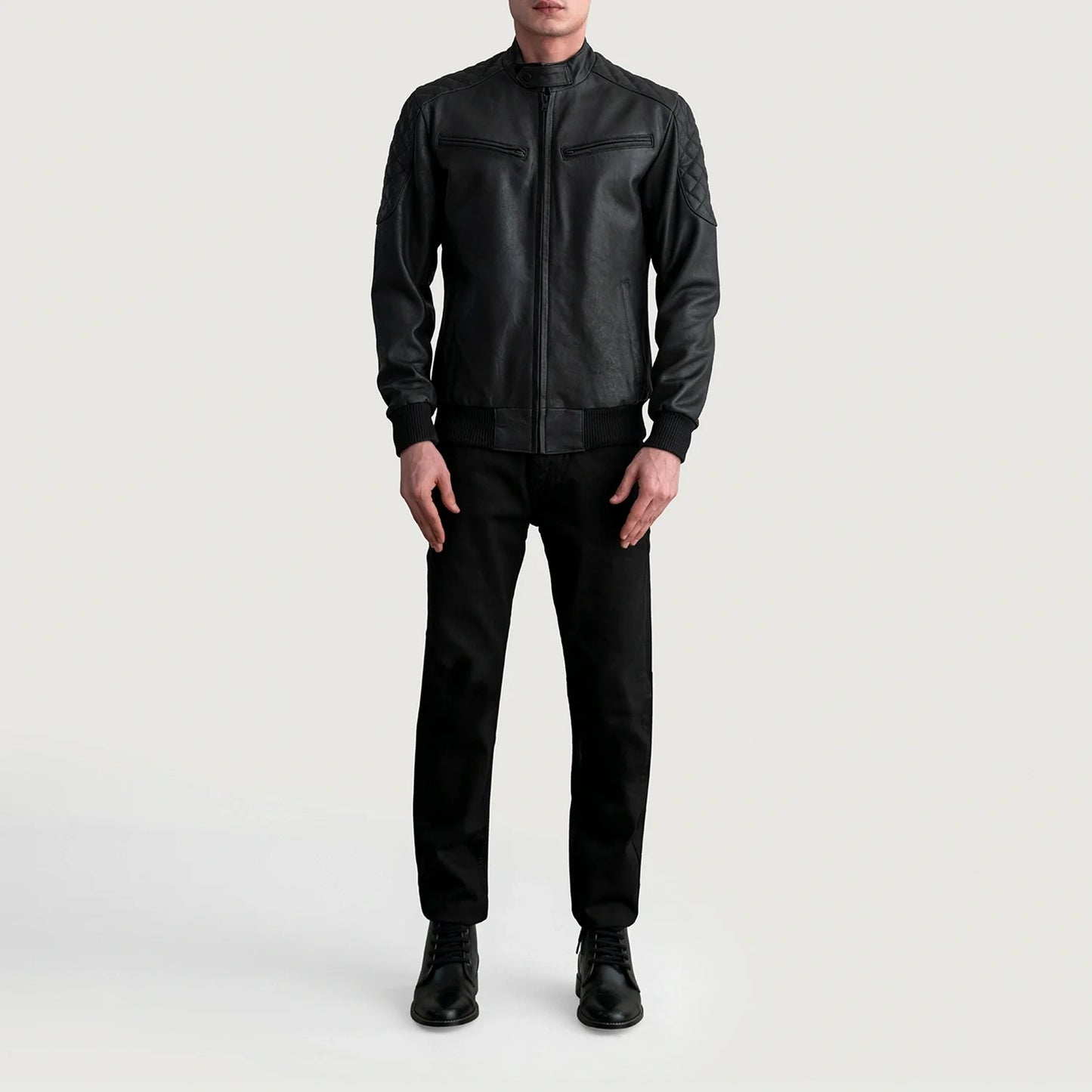 Sven Tumbled Black Leather Bomber Jacket SH71
