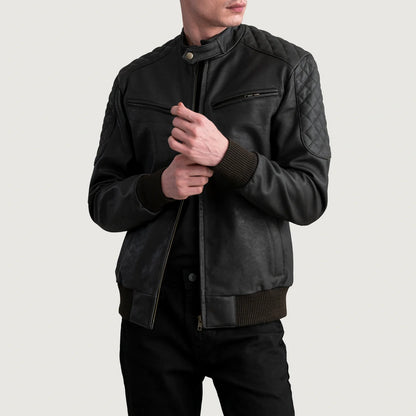 Sven Tumbled Brown Leather Bomber Jacket SH70
