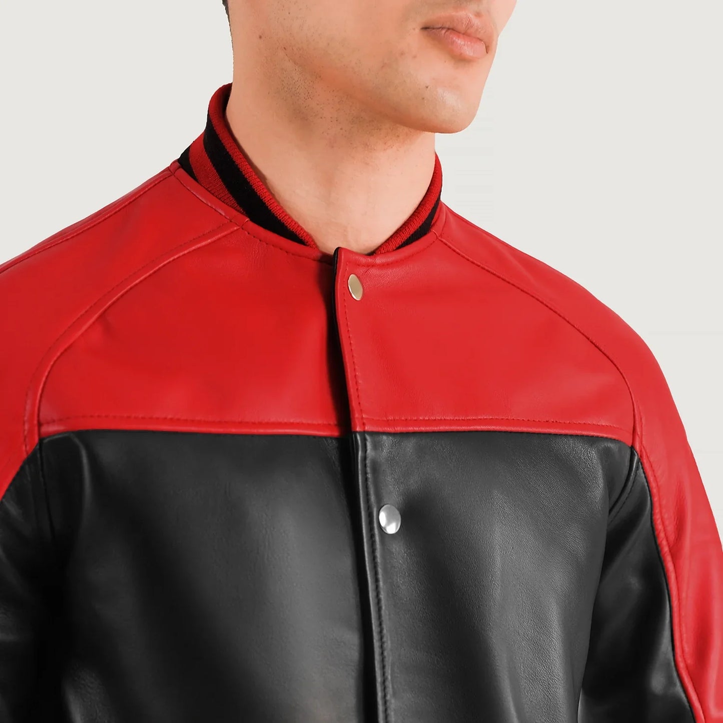 Terrance Black & Red Leather Varsity Jacket SH67