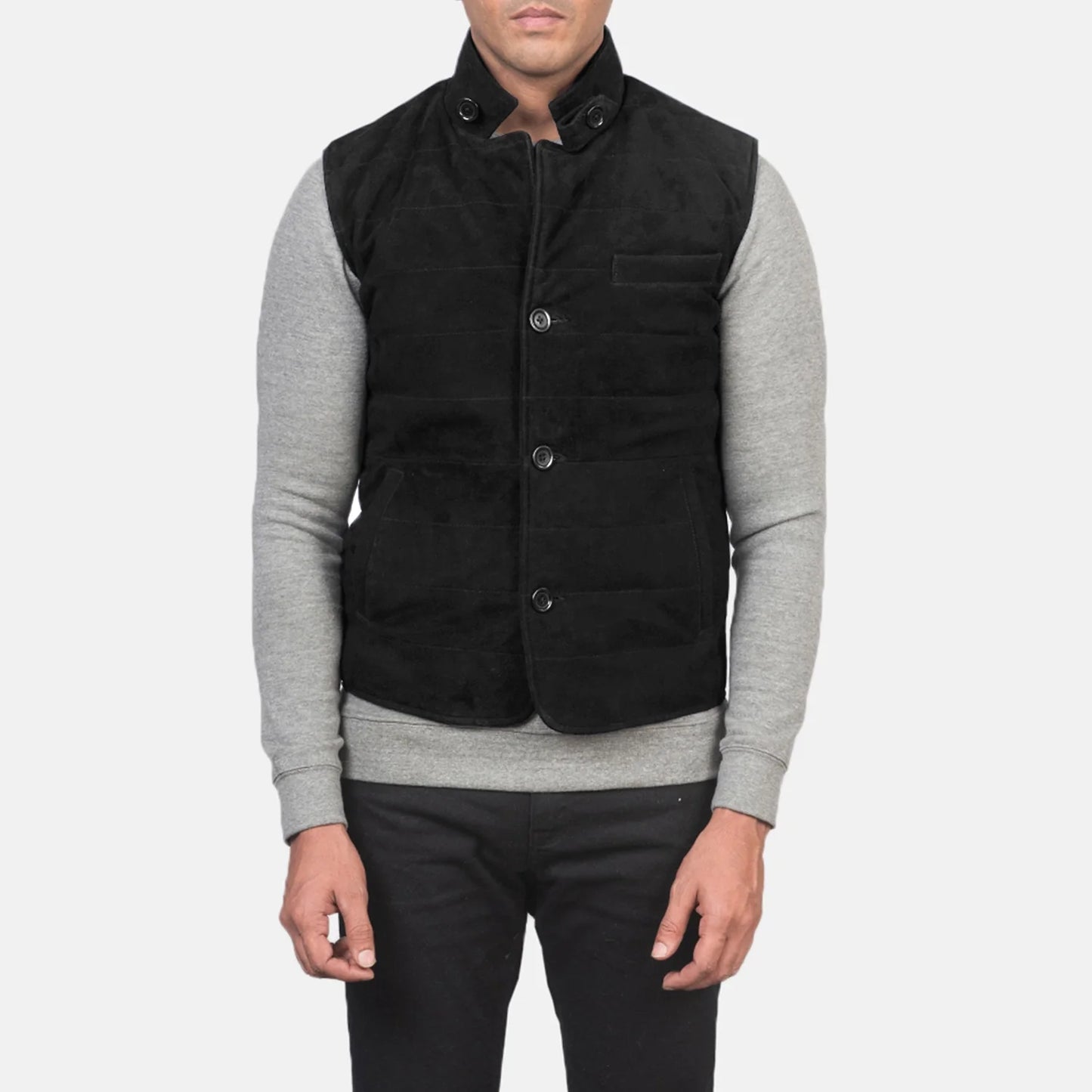 Tony Black Suede Vest SH62