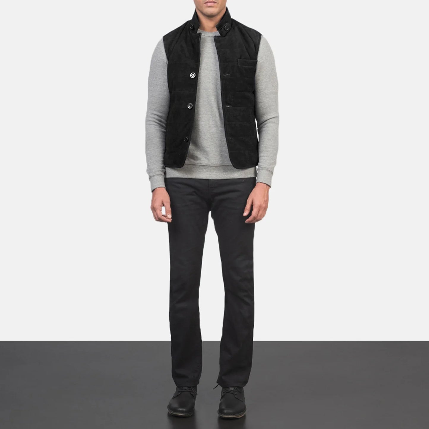 Tony Black Suede Vest SH62