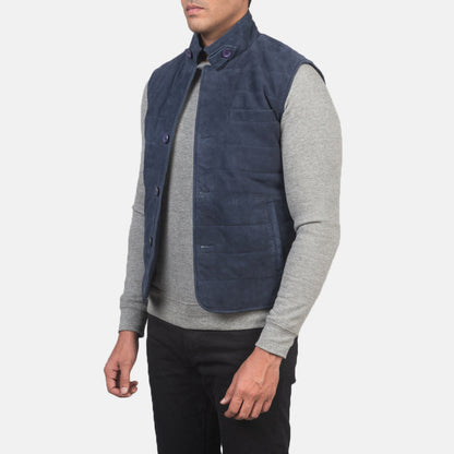 Tony Blue Suede Vest SH61