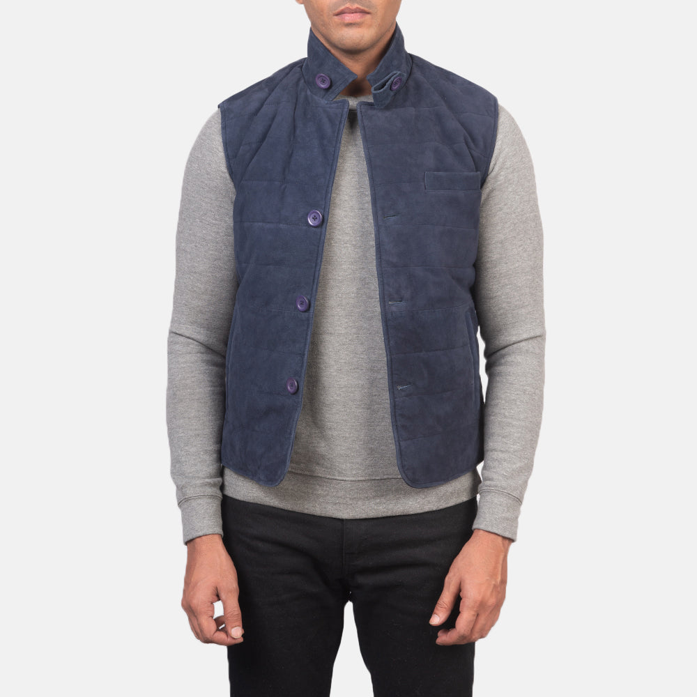 Tony Blue Suede Vest SH61