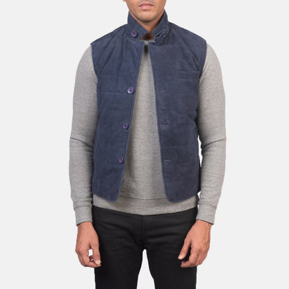 Tony Blue Suede Vest SH61