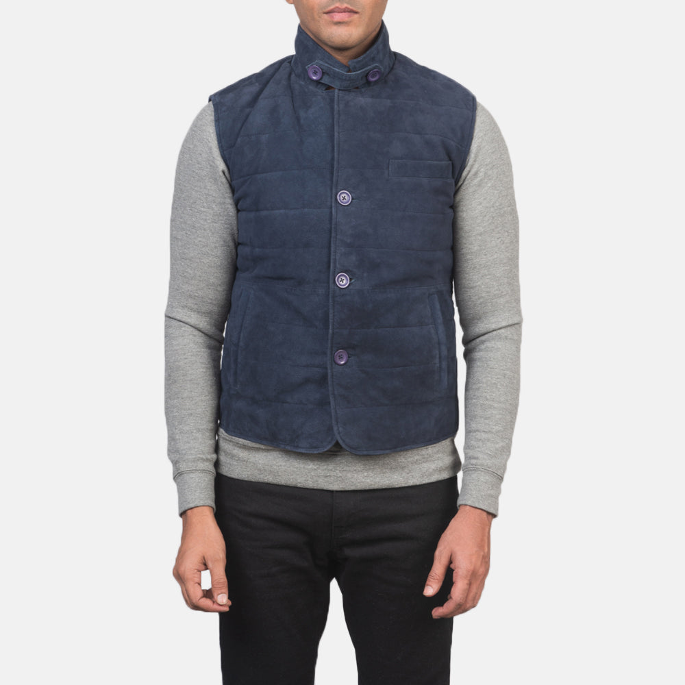 Tony Blue Suede Vest SH61