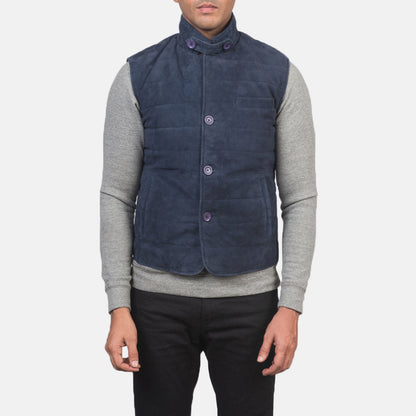 Tony Blue Suede Vest SH61