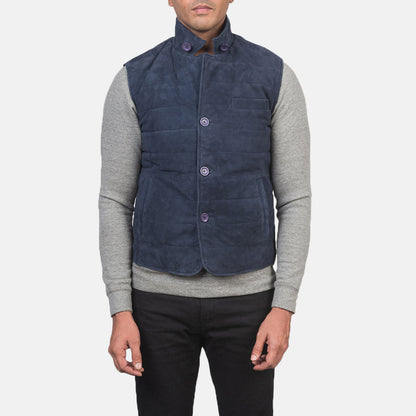 Tony Blue Suede Vest SH61