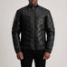 Travis Black Leather Puffer Jacket SH58