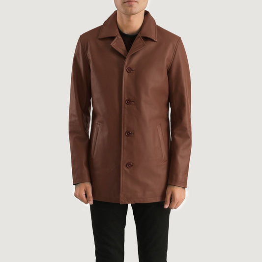 Urban Slate Brown Leather Coat SH50