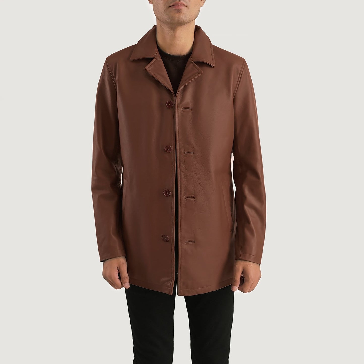 Urban Slate Brown Leather Coat SH50