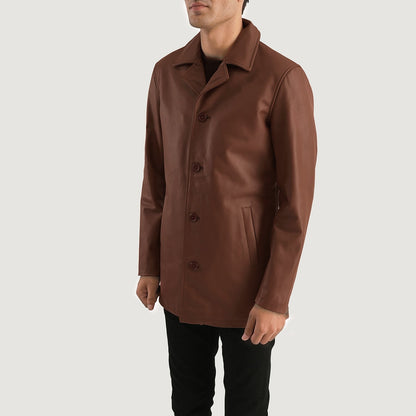 Urban Slate Brown Leather Coat SH50