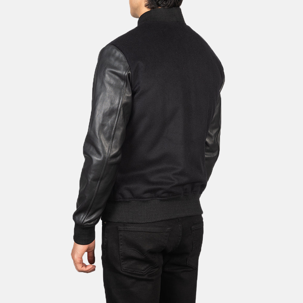 Vaxton Black Hybrid Varsity Jacket SH47