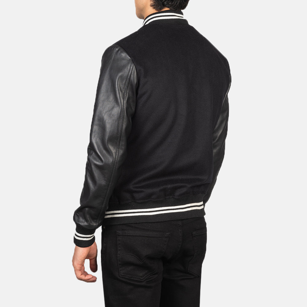 Vaxton Black Striped Hybrid Varsity Jacket SH46