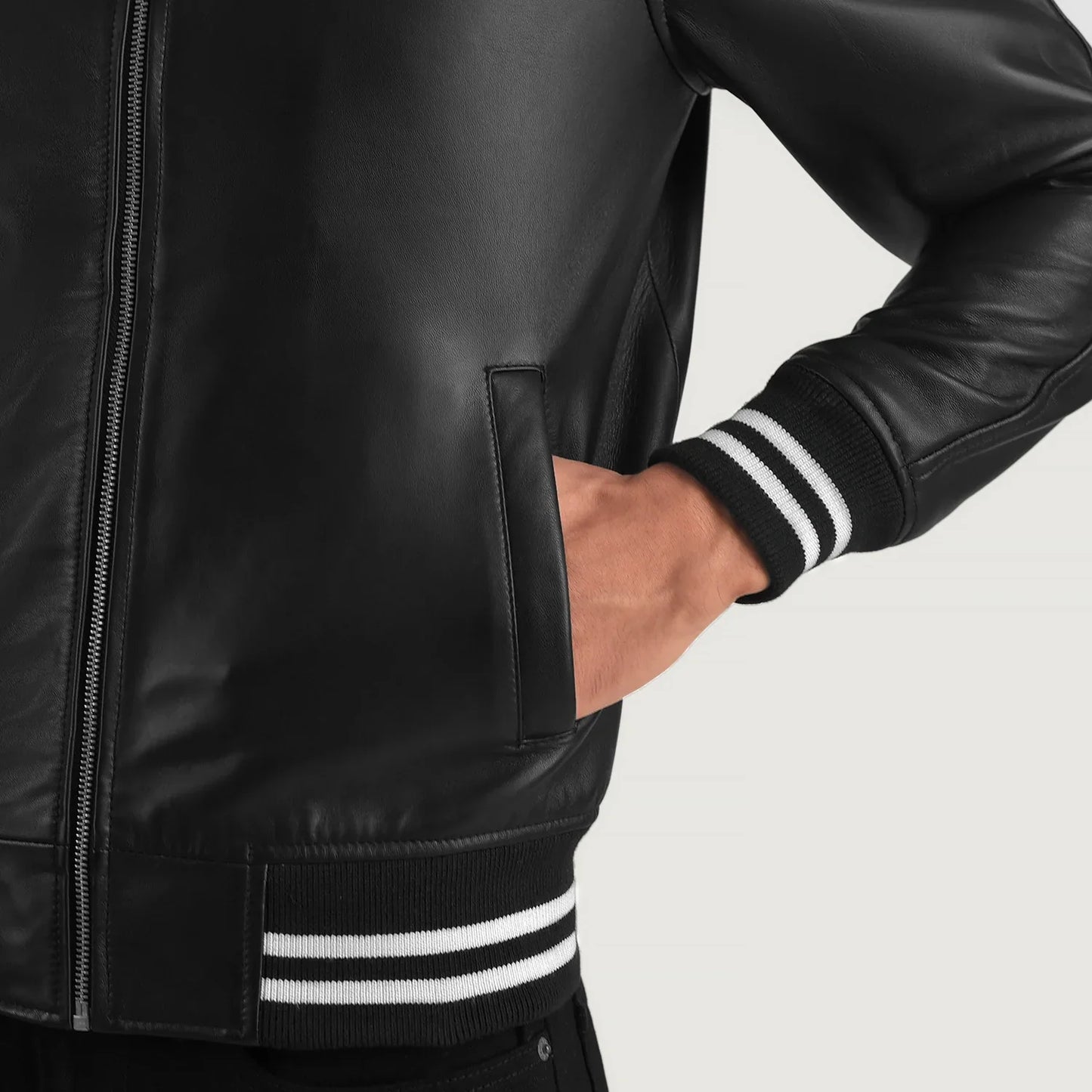 Walton Black Leather Varsity Jacket SH37