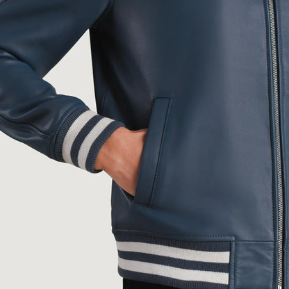 Walton Blue Leather Varsity Jacket SH36
