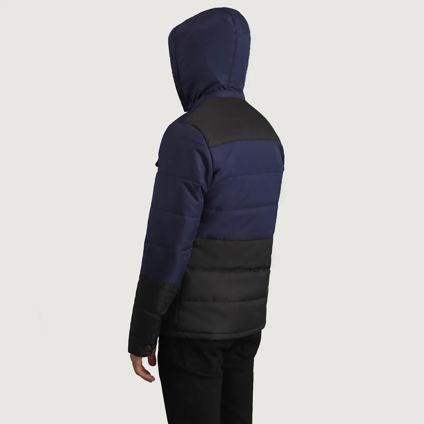 Wayne Black & Blue Hooded Puffer Jacket SH33