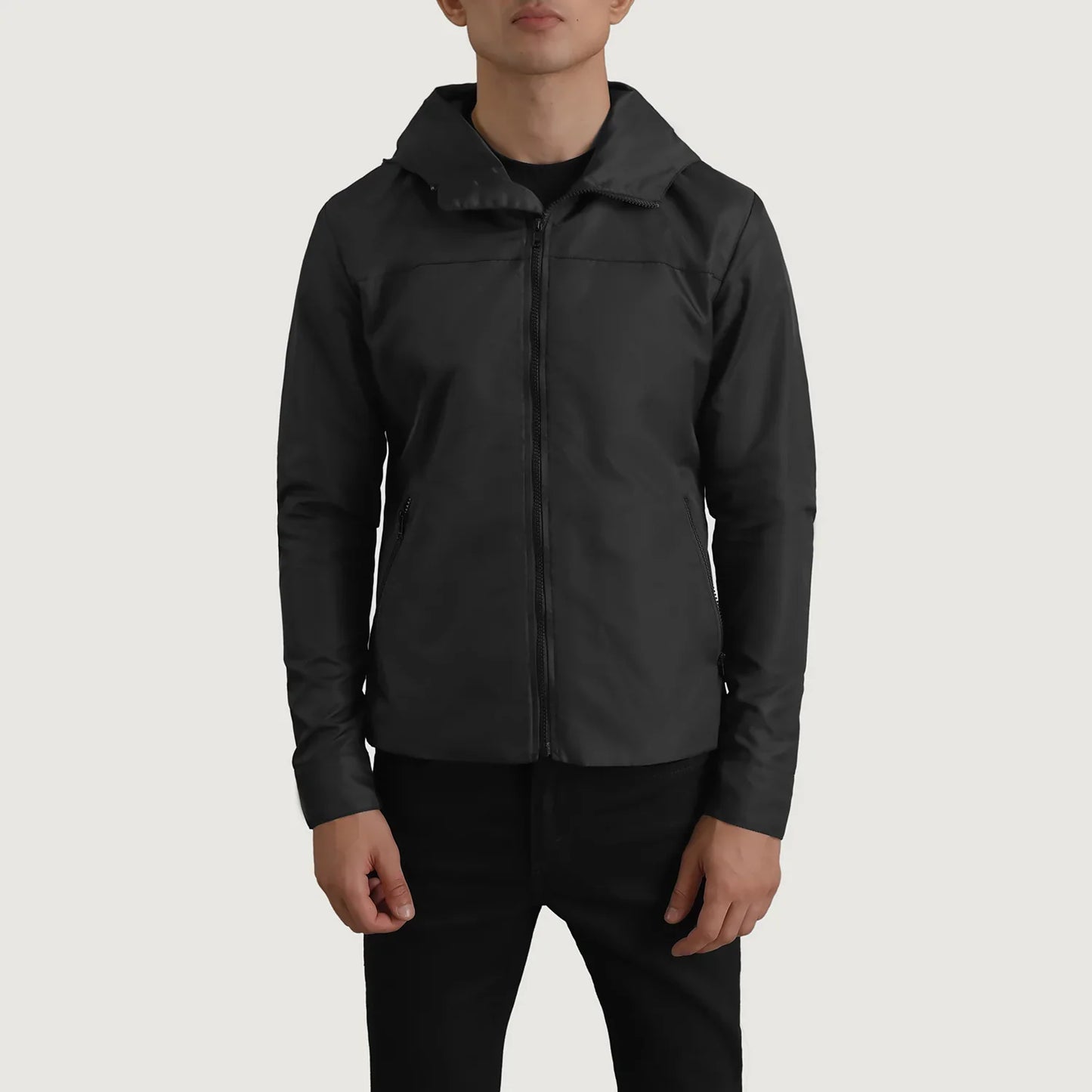 Wesley Black Hooded Windbreaker Jacket SH31