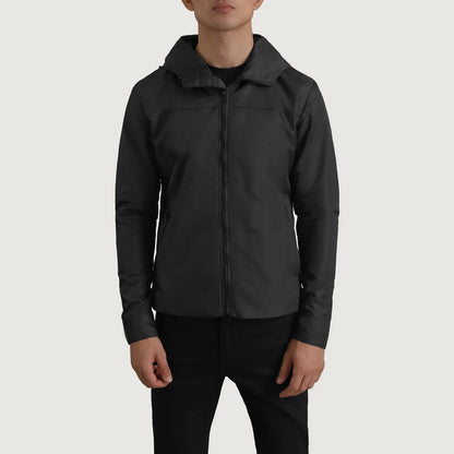 Wesley Black Hooded Windbreaker Jacket SH31