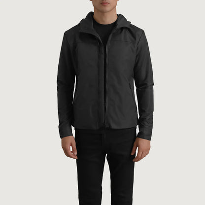 Wesley Black Hooded Windbreaker Jacket SH31