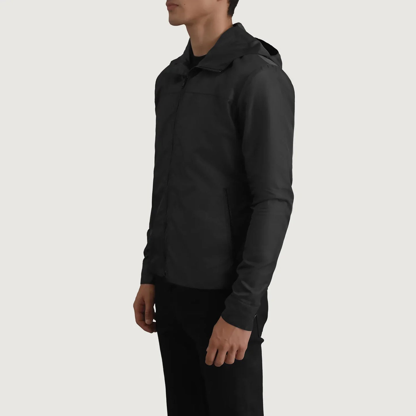 Wesley Black Hooded Windbreaker Jacket SH31