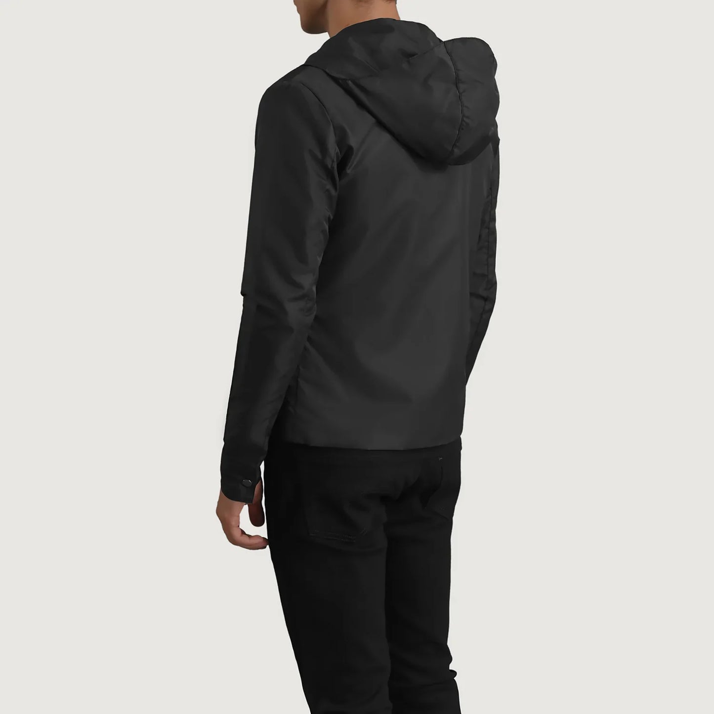 Wesley Black Hooded Windbreaker Jacket SH31