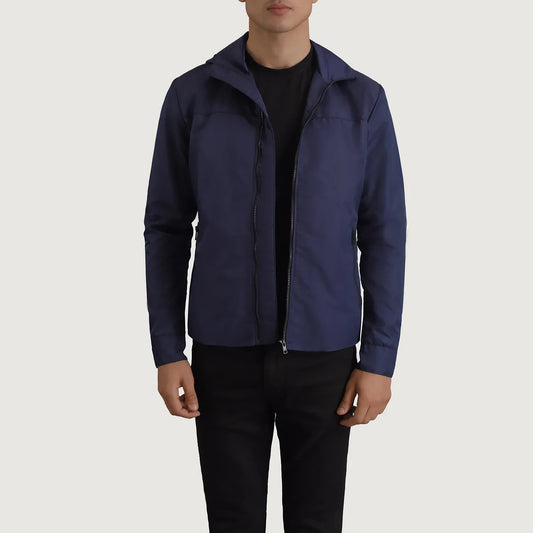 Men's Blue Hooded Windbreaker Jacket – Wesley Style