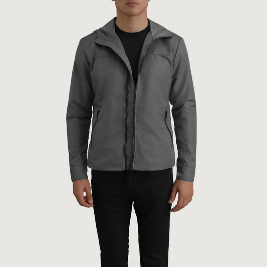 Men's Grey Hooded Windbreaker Jacket – Wesley Style