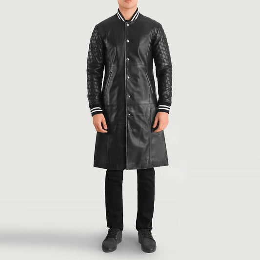 Men's Black Cowhide Leather Varsity Coat – Wilde Style
