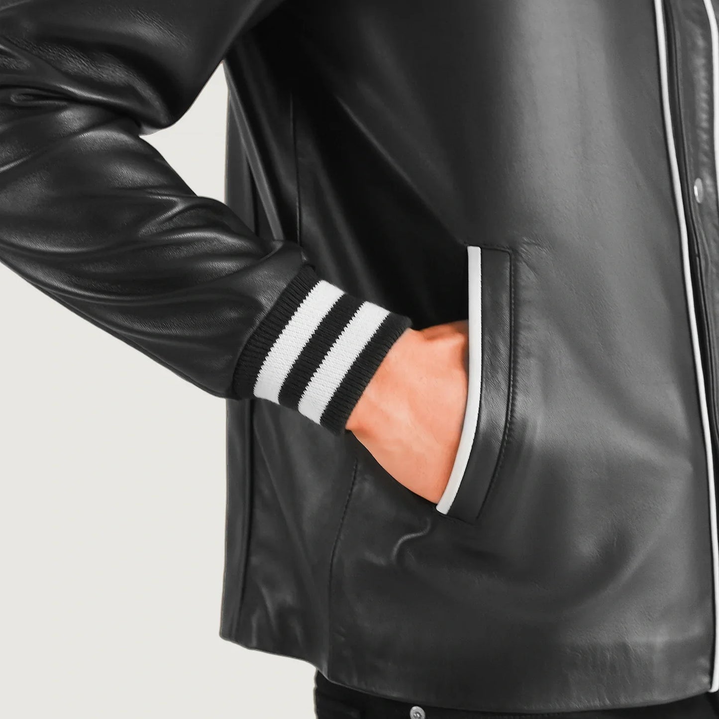 Willis Black Leather Varsity Jacket SH25