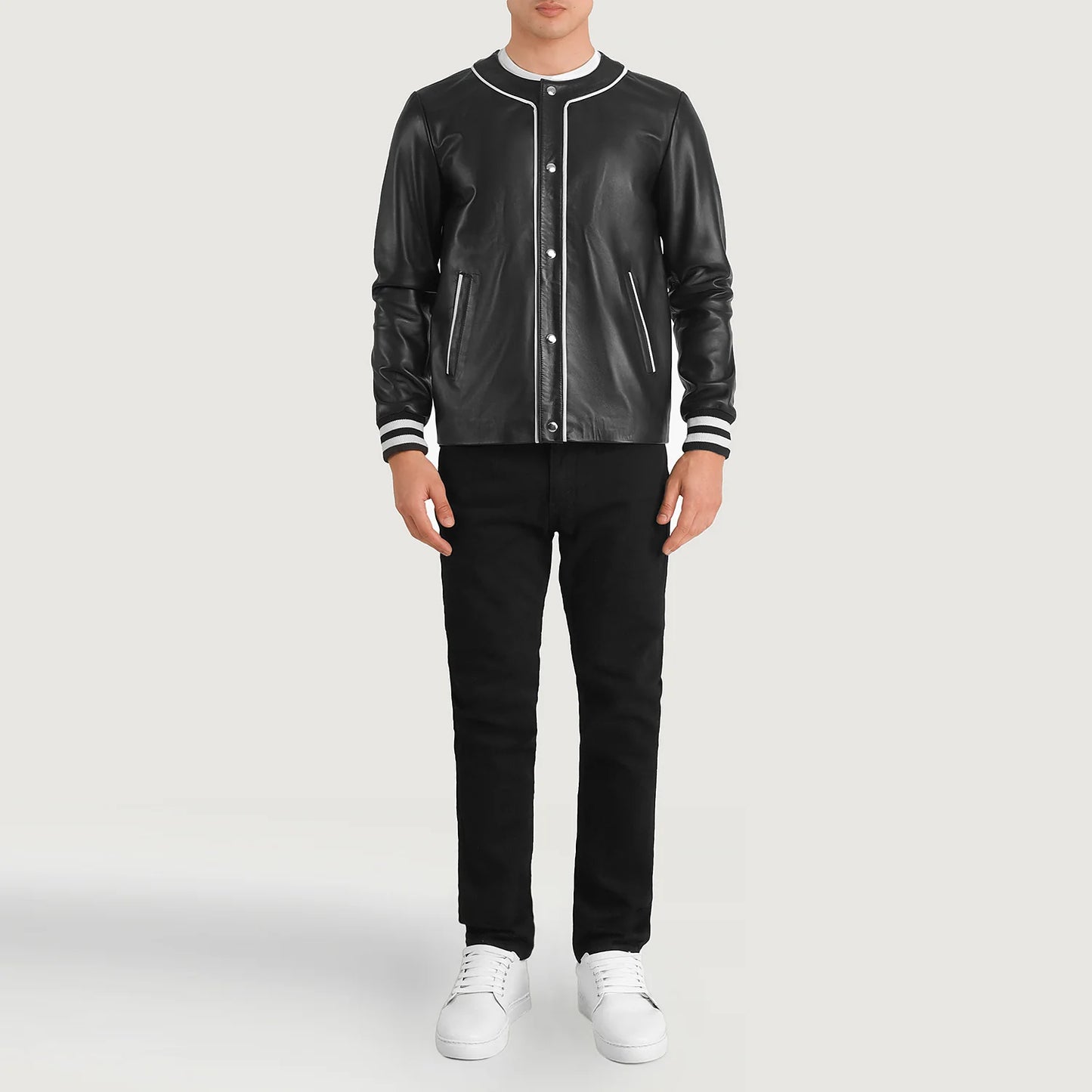 Willis Black Leather Varsity Jacket SH25