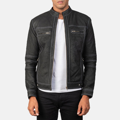 Youngster Distressed Black Leather Jacket SH15