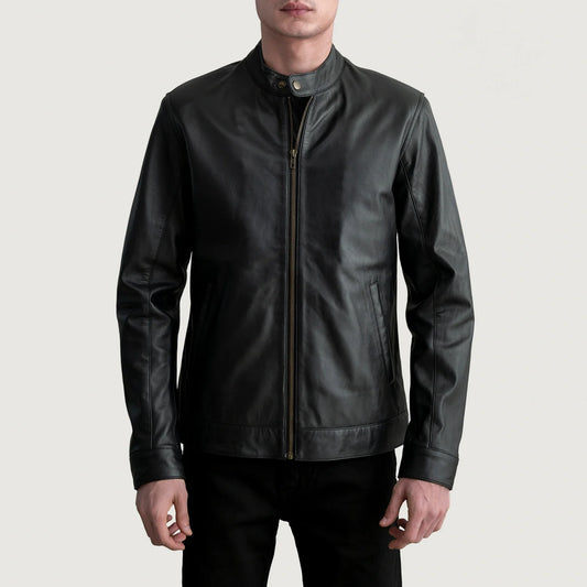 Zen Black Leather Biker Jacket SH07